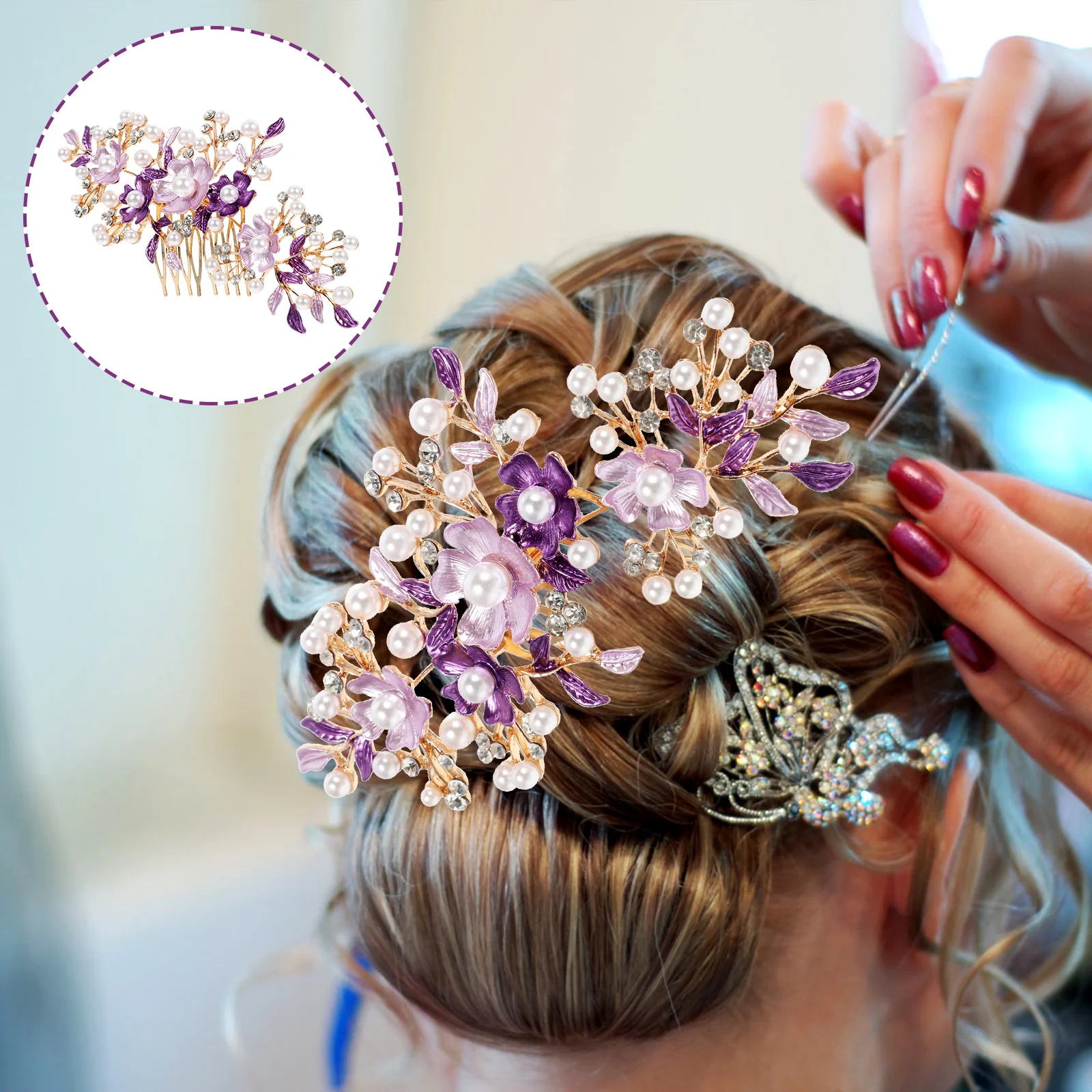 

Hair Plug Accessories for Girls Flower Comb Headband Bride Side Flowers Women Alloy Wedding Brides Miss Floral