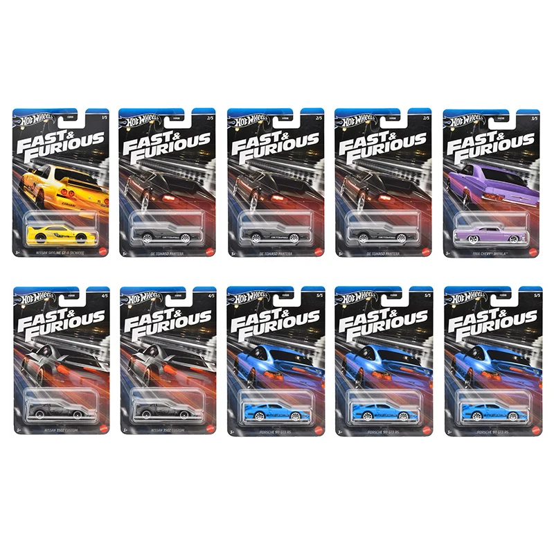 Hot Wheels Cars 1966 CHEVY IMPALA NISSAN SKYLINE GT-R(BCNR33) NISSAN 350Z CUSTOM 1/64 Metal Die-cast Model Toy Vehicles HNR88