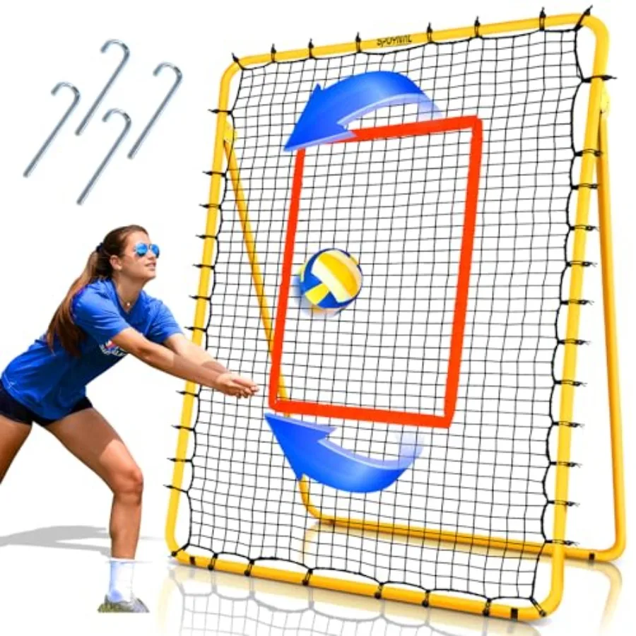 

7x4 FT Volleyball Rebounder Net 5-Angle Volleyball Training Equipment Adjustable Rebounder Net Practice Setting Spiking and Bum