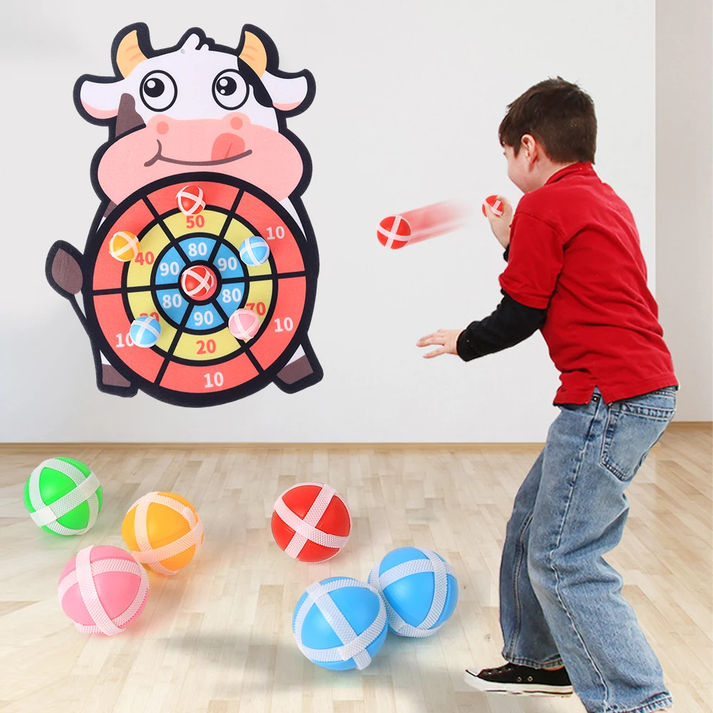 Kids Sticky Ball Target Dartboard Set Cartoon Ball Toys Sucker Indoor Throwing Sports Parent-child Interactive Puzzle Game Toys