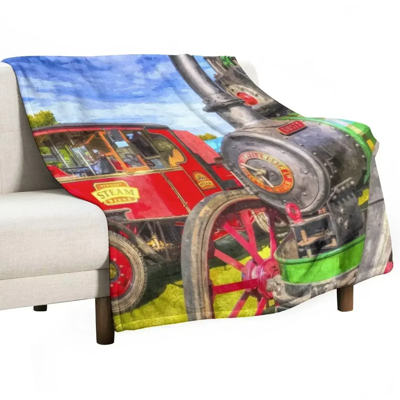 

Traction Engine and Steam Lorry Art Throw Blanket Luxury Flannel Fabric Soft Beds Blankets
