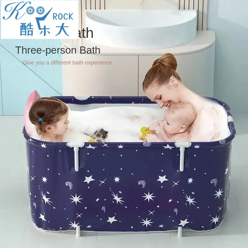 Large Foldable Bathtub for Adults - Oval Heat Preservation Spa Tub with PVC Support Frame, Quick Setup, No Inflation Needed