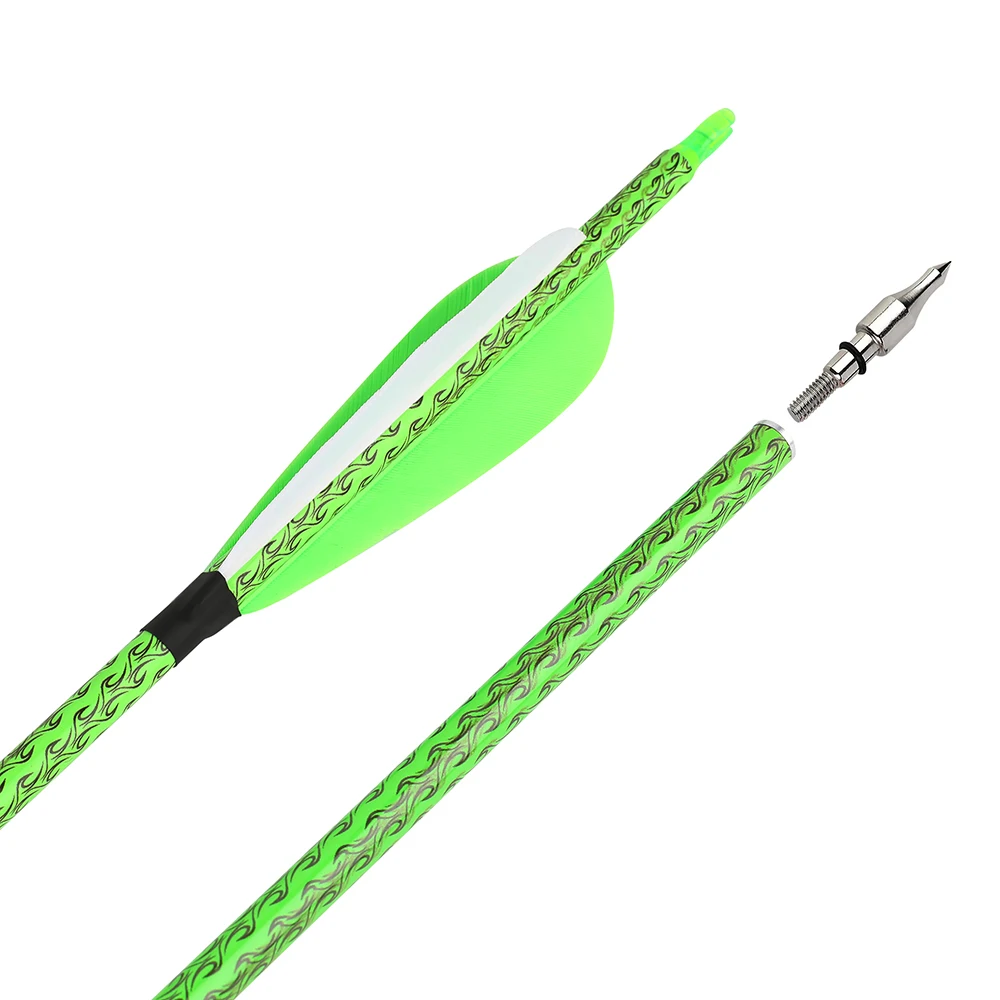 30\'\' Archery Arrows Spine500 ID6.2mm Mix Carbon Arrow Shaft with 4\'\' turkey Feather for Bow/Arrow Hunting Shooting Accessories