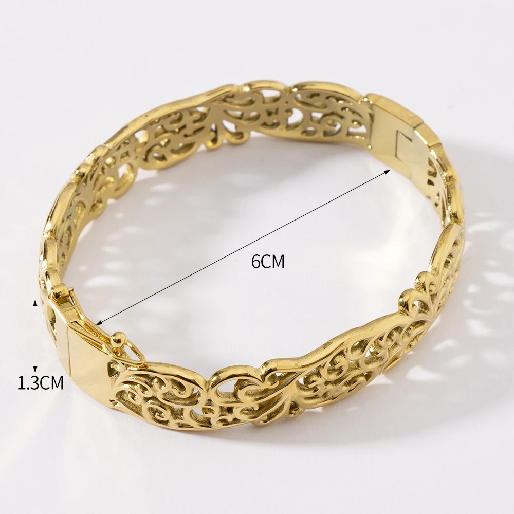LUIZADA Vintage vergoldetes Armband für Frauen, Edelstahl, Luxus-Armreif für afrikanische Hochzeit, neue exquisite Braut, Verlobung – Detail 9