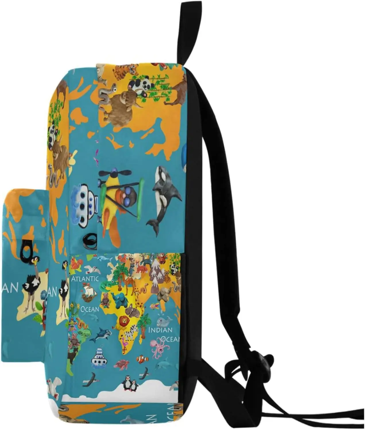 Mochila grande para ordenador portátil con mapa del mundo de animales de dibujos animados, bolsa de viaje duradera para ordenador para hombres y mujeres, mochila escolar para trabajo