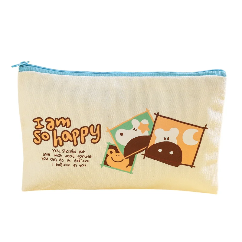 

100pcs Custom Design Logo Printing Gift Cotton Canvas Bag Travel Makeup Cosmetic Bags Pouch for Phone Accessories Zipper A19
