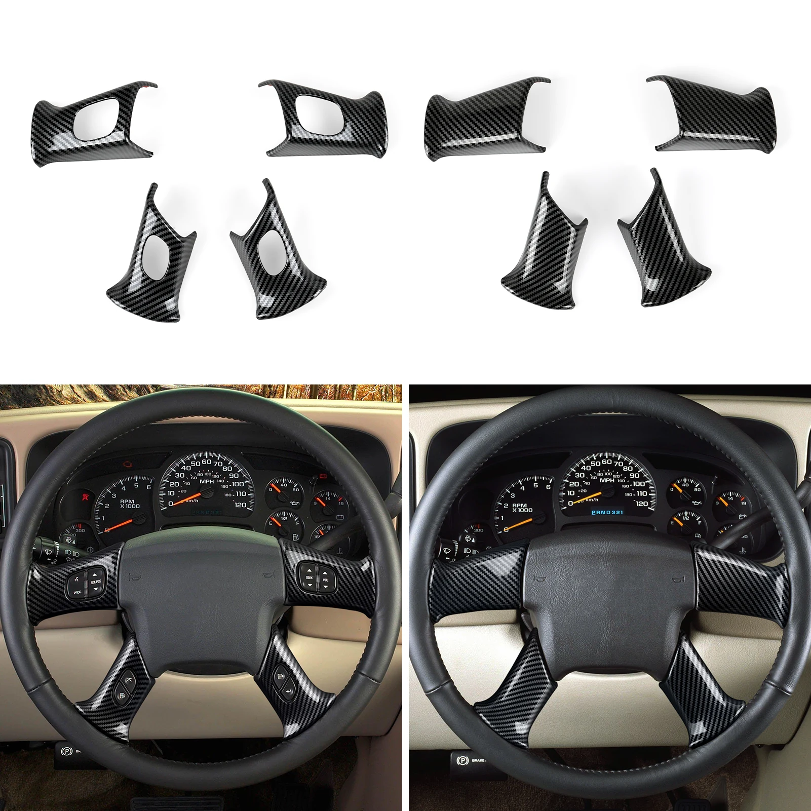 

ABS Steering Wheel Panel Cover, Carbon Fiber Interior Stickers, For GMC Envoy Savana Sierra Yukon XL (2003-2009) Car Accessories