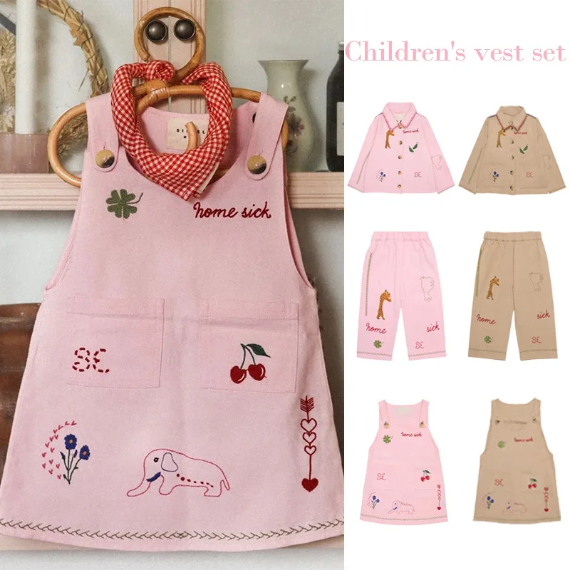 New 2025 Arrival Spring Summer Girls Embroidered Cartoon Jacket Jeans Princess Dress Kids' Clothes Presale Children's Clothings