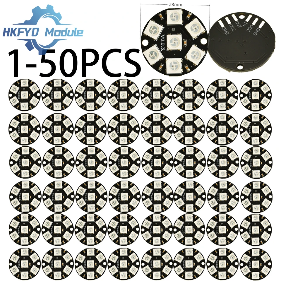 WS2812 حلقة LED RGB 7 بت، 5050 وحدة دائرة إضاءة كاملة الألوان قابلة للبرمجة لمشروع الإضاءة Arduino DIY