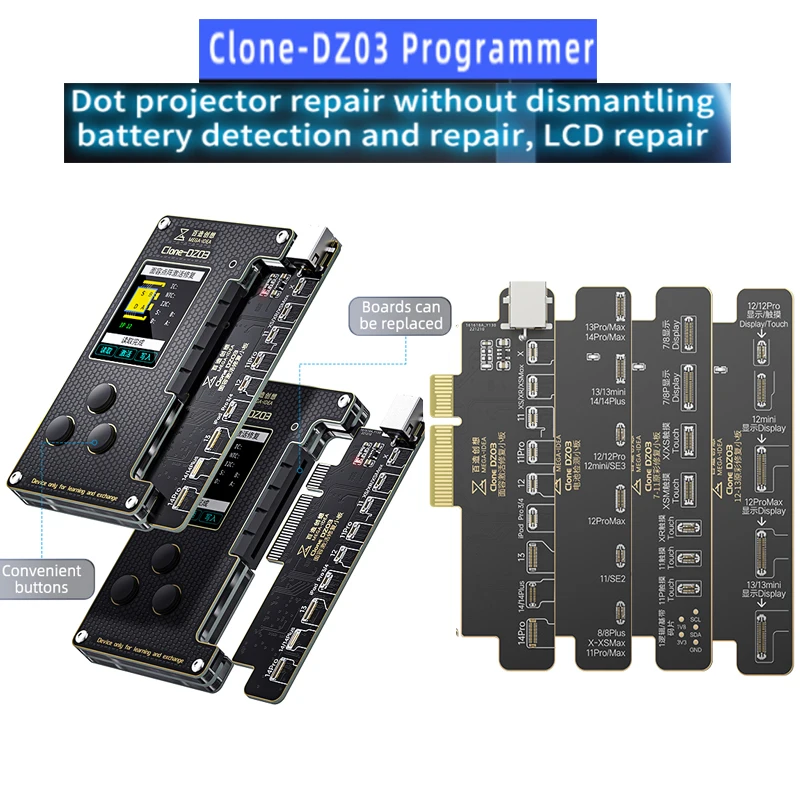 QIANLI MEGA-IDEA Clone DZ03 Instrument for Ture Tone Repair (iphone 7-13)Dot Matrix Repair (X-14)Battery Detection Repair(11-14)