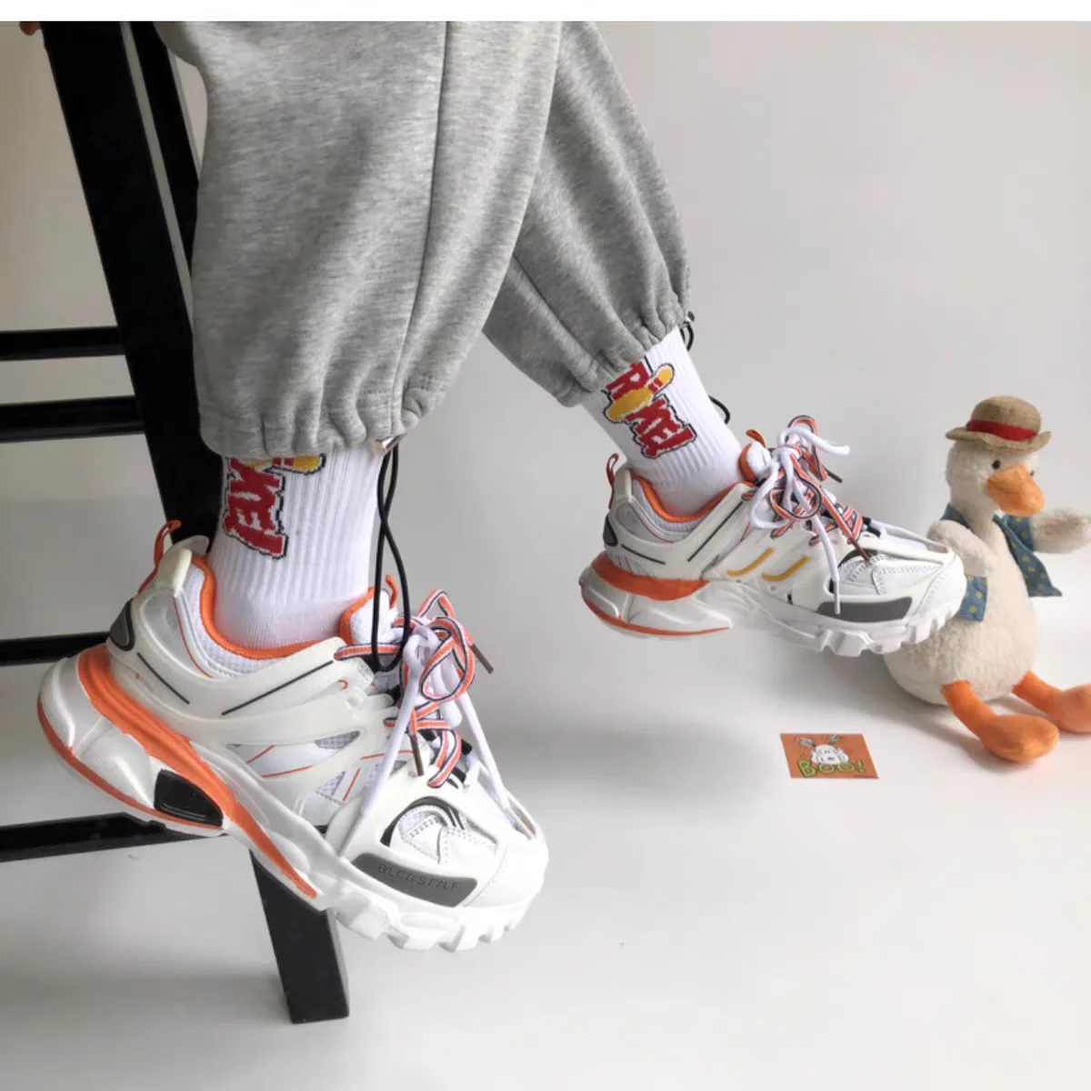 Female Male Dad Shoes Adult Platform Trainers Stylish Casual Chunky Sneakers Women Men White Orange Sport Thick Sole Footwear