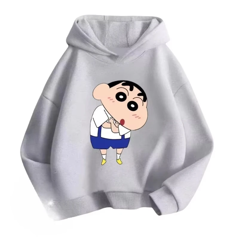 MINISO クレヨンしんちゃん漫画プリントユースフード付きセーター秋と冬ルーズ長袖トップ男性と女性の服