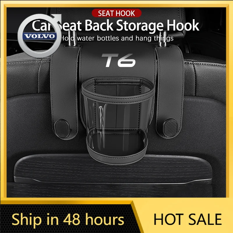 

2026 Hot For VOLVO Double Hooks Car Seatback Water Cup Holder No Drilling Required Install For Volvo T6 XC60 XC90 S60 V40 V50 V6