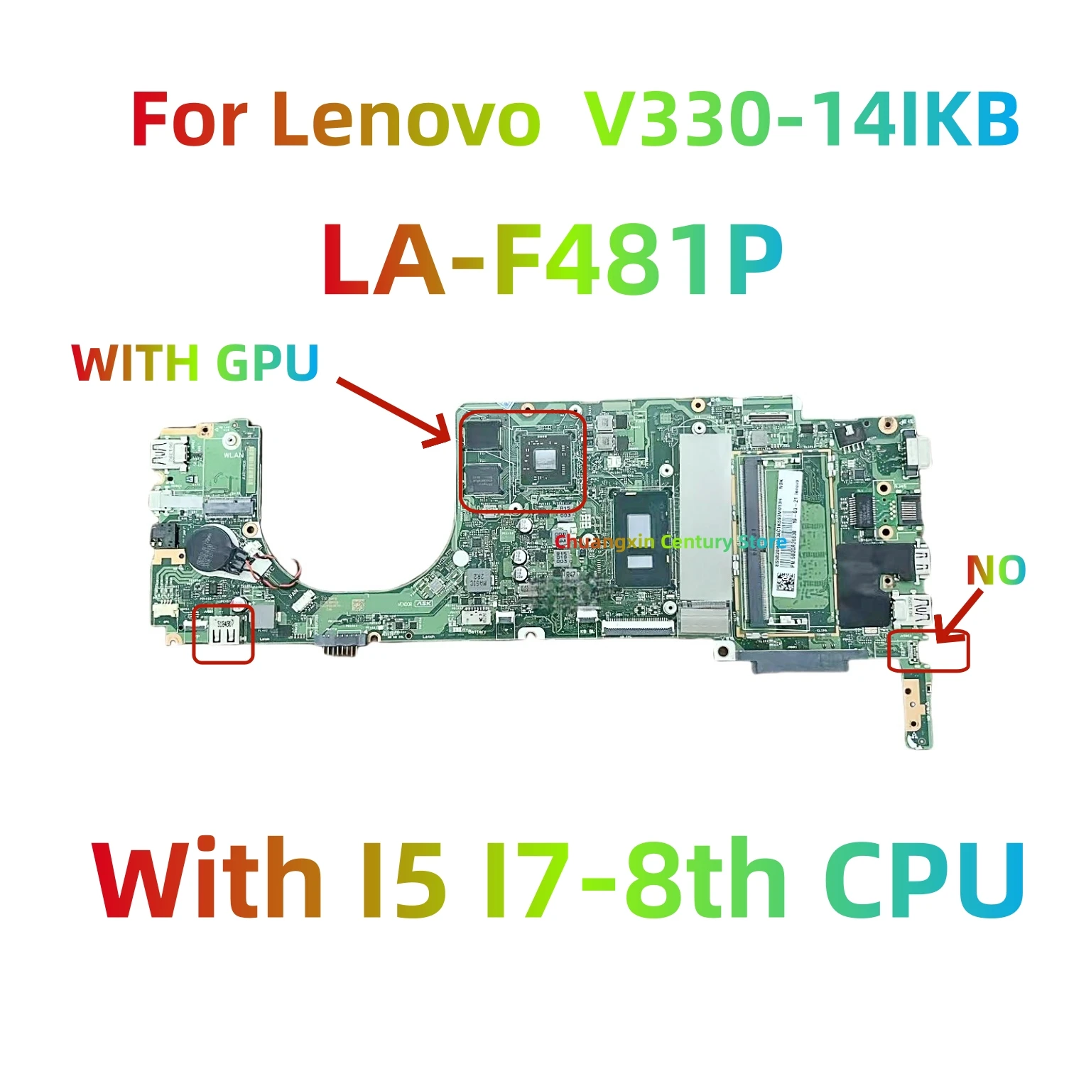 

For Lenovo V330 V330-14IKB laptop motherboard LA-F481P with I3 I5 I7-8th CPU GPU/UMA 100% Tested Fully
