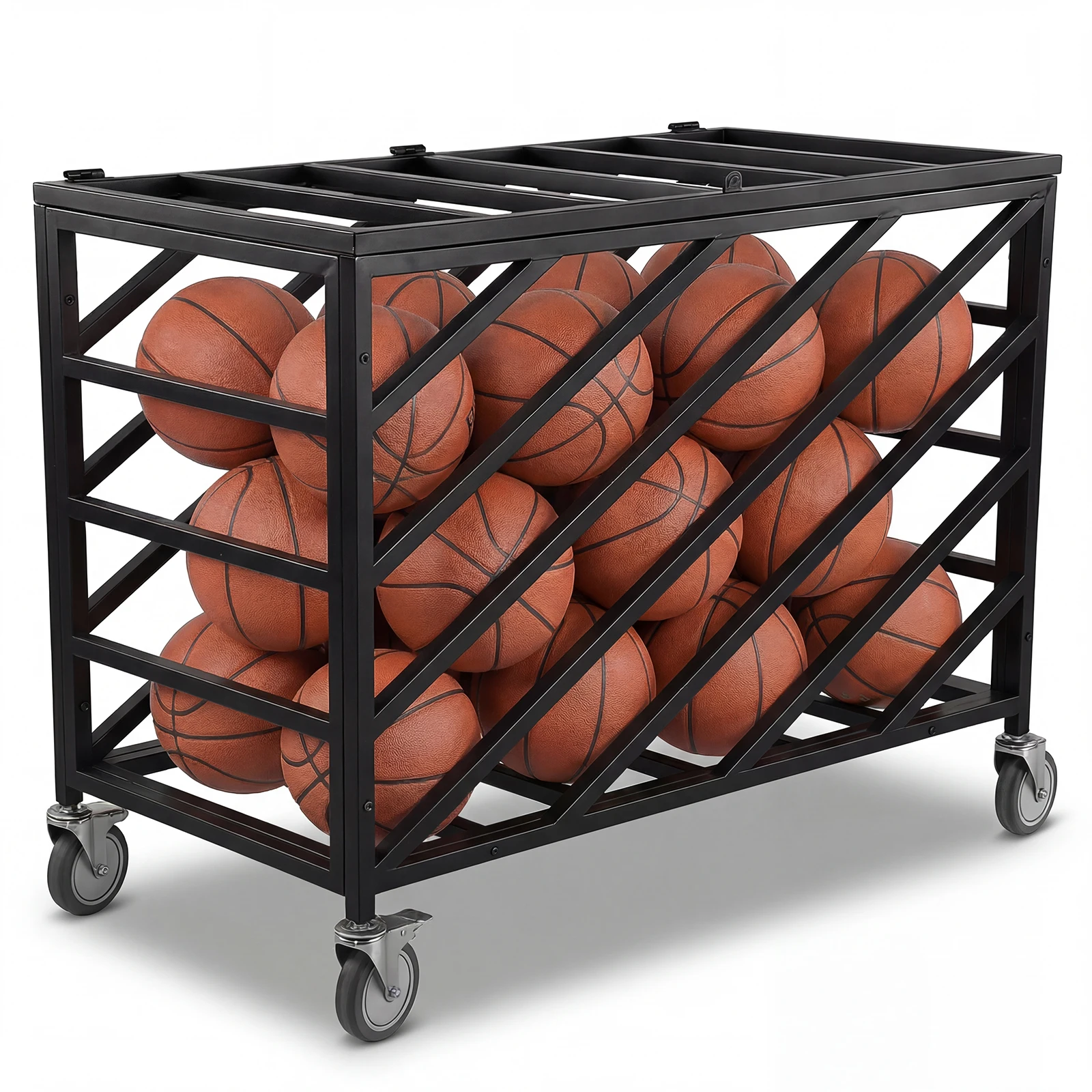 

Sports Locker with Wheels Rolling Exercise Ball Holder with Lockable Lid for Volleyball Gym Recess Soccer Playground