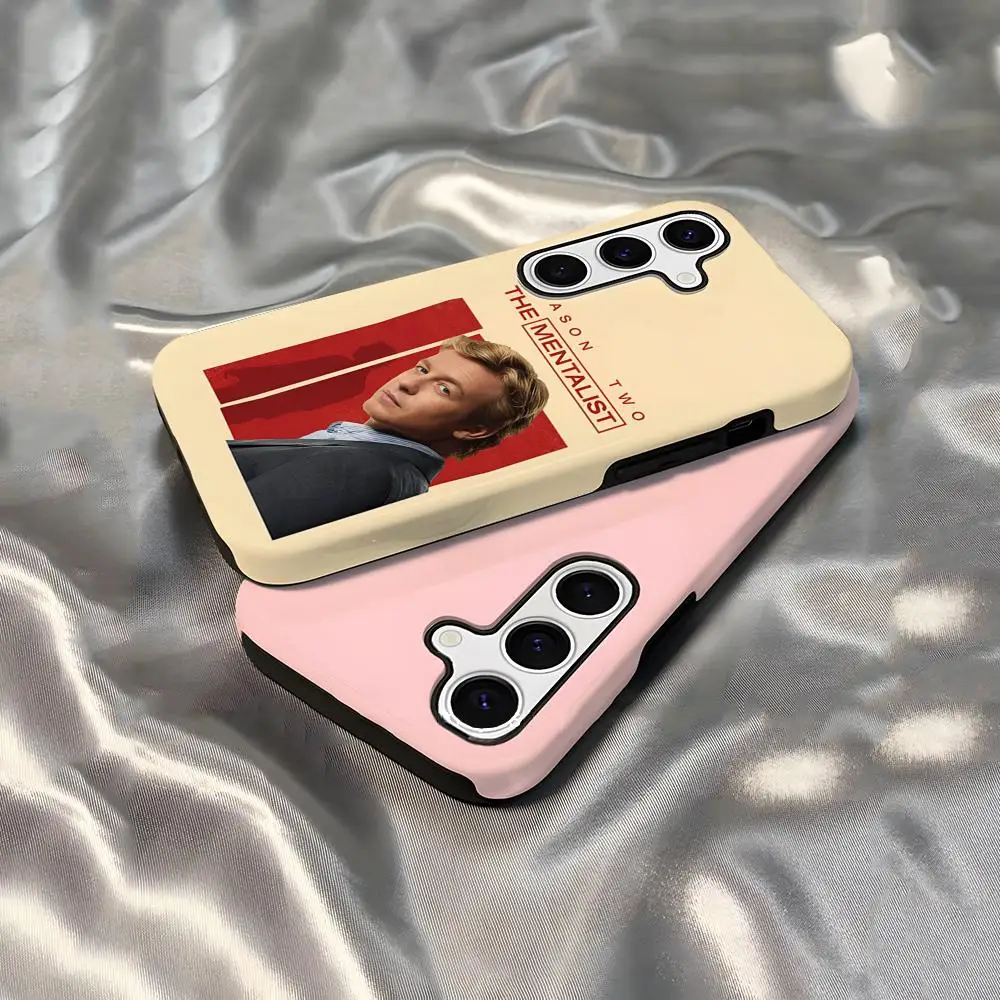 O mentalista vermelho john simon caso de telefone para samsung s25 ultra s21 s22 s23 fe s24 plus a56 a36 a16 brilhante 2 em 1 capa