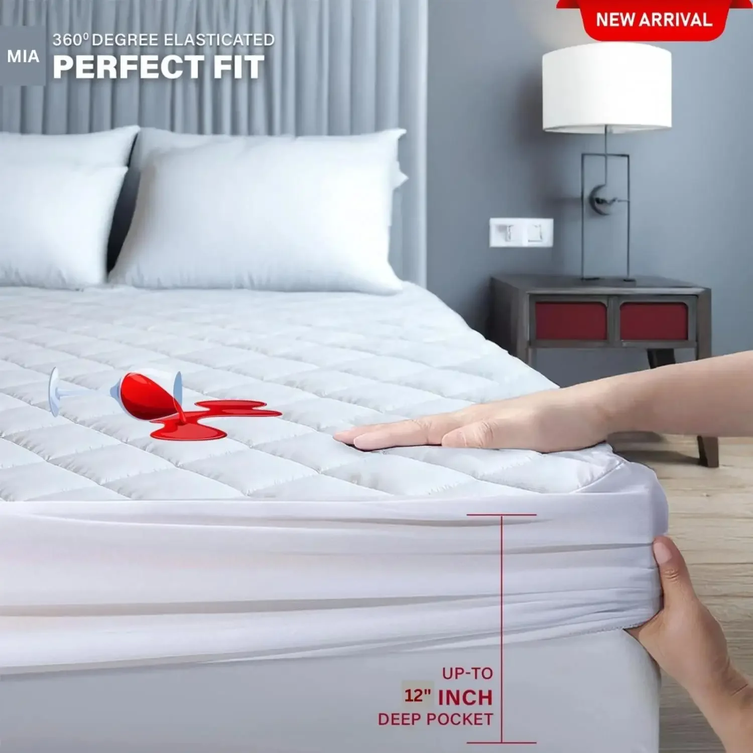 100% Waterproof Mattress Protector Extra Deep Pocket Quilted Fitted Bed Cover Soft Noiseless Breathable Washable Mattress Pad Twin Full Queen King California King Size