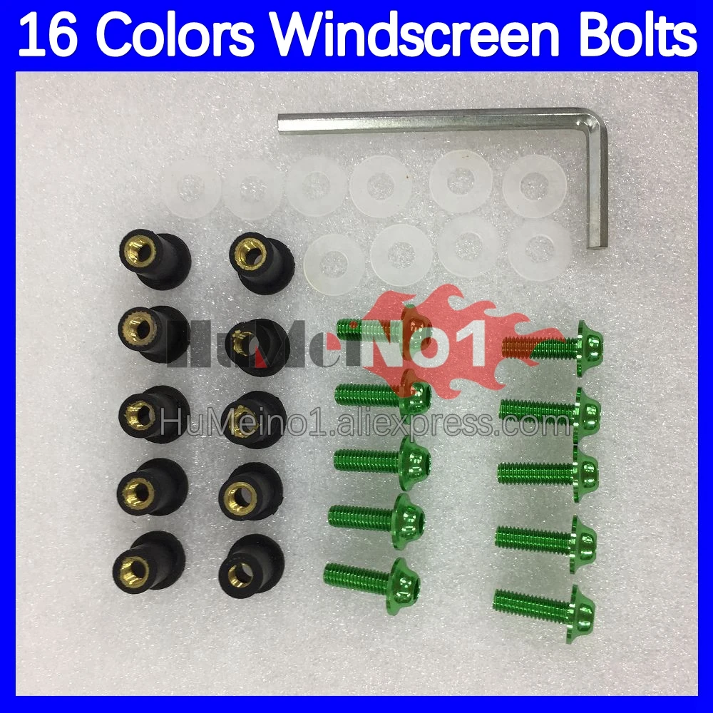 31pcs Motorcycle Windscreen Bolts For KAWASAKI NINJA ZZR 600 05-08 ZZR600 05 06 07 08 2005 2006 2007 2008 Windshield Screws Nuts