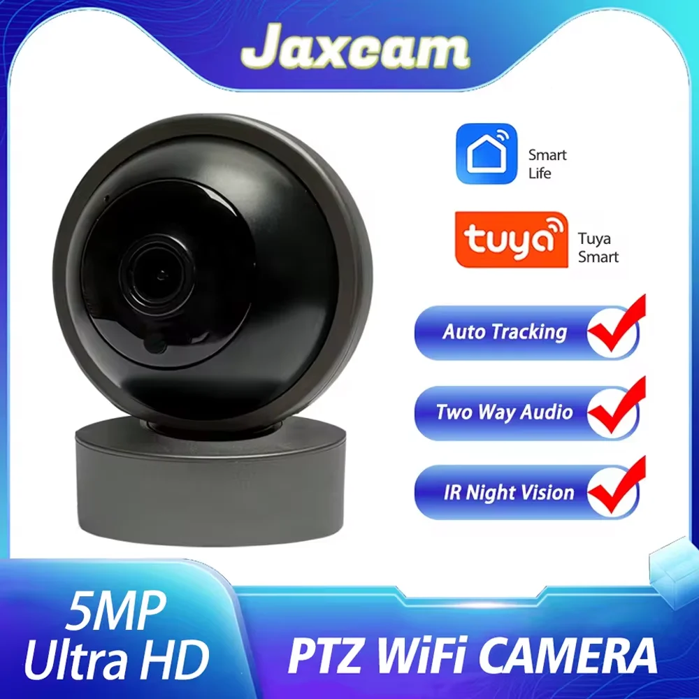 Tuya Smart Life Camera 5MP Wifi Monitoring Via Infrared Mobile Phone Night Vision 360°Tracking PTZ Surveillance Camera