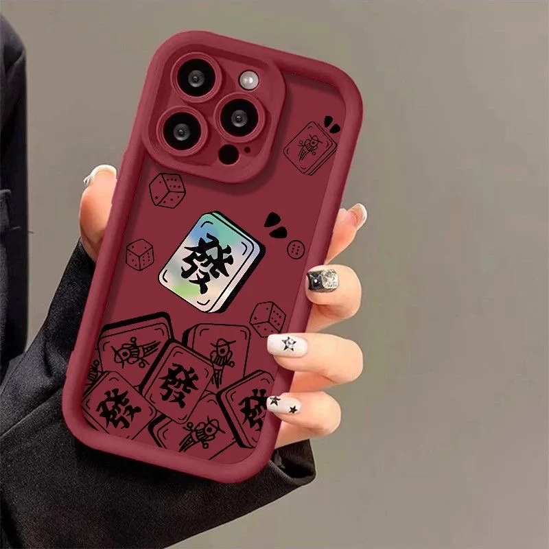 

Красный силиконовый чехол для iPhone 17 Pro Max, 16 Plus, 15, 14, 13, 11, 12 Pro, XR, XS, X с китайскими иероглифами