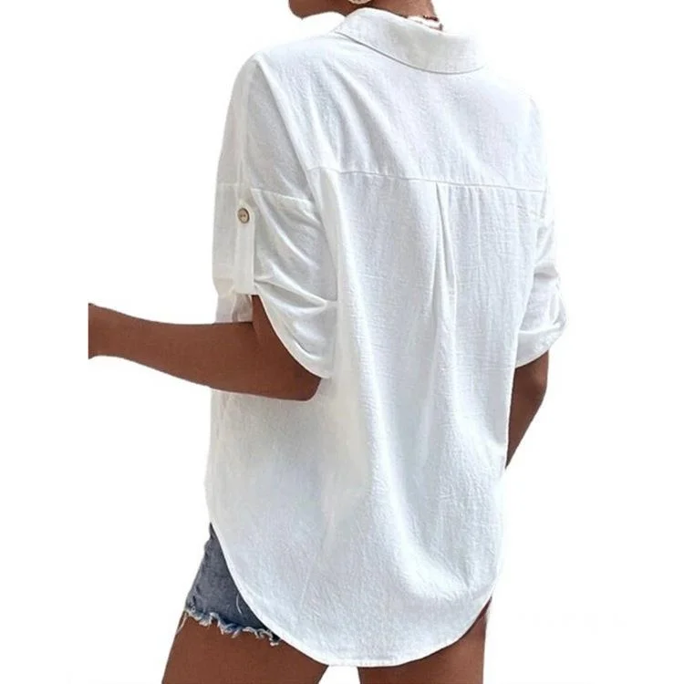 Irt à manches mi-longues pour femmes avec Patch ket et coupe ample mi-longue, mélange de coton fin, article Faion Standout