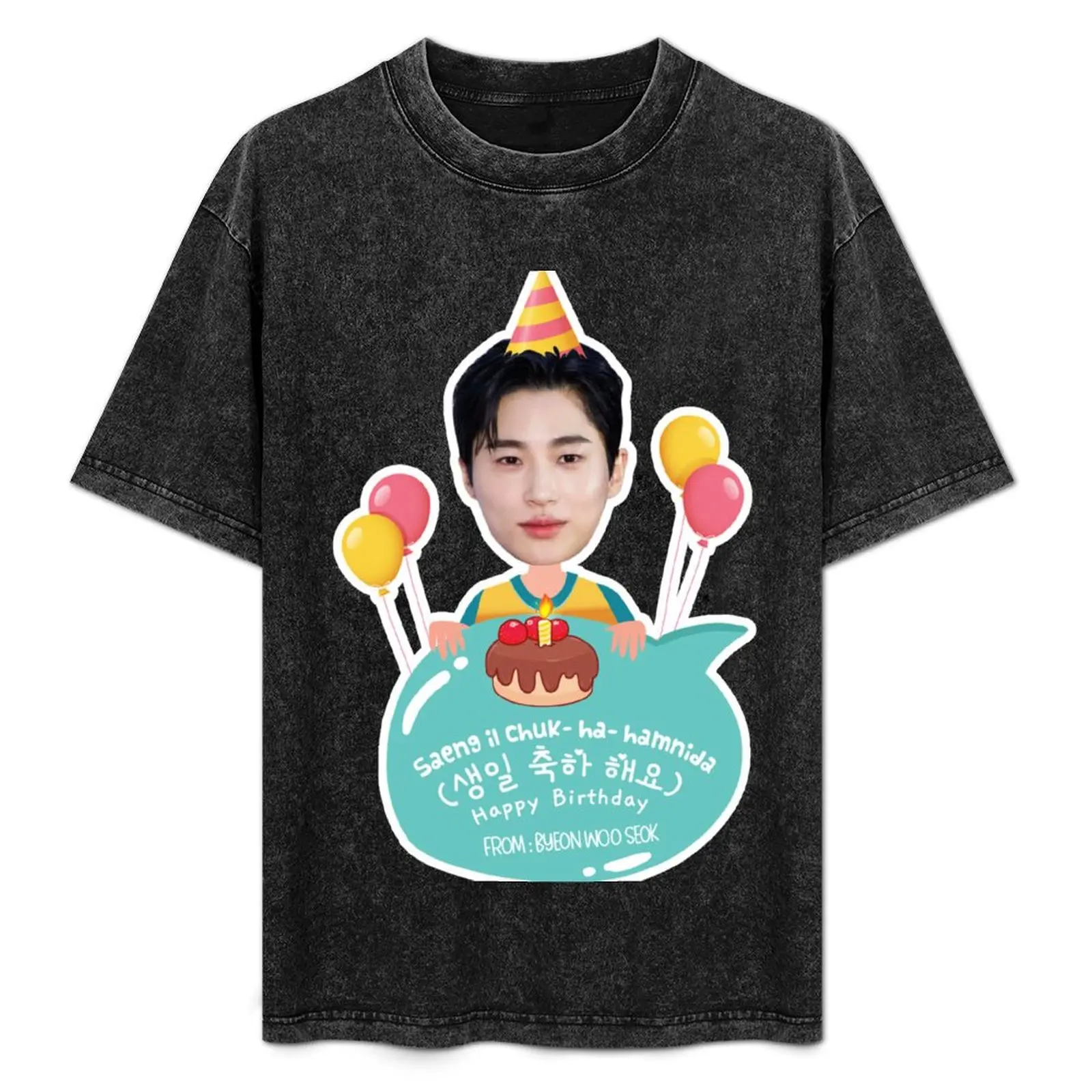 

Lovely Runner Kdrama - Byeon Woo Seok Happy Birthday T-Shirt Plus Size Basic Cotton T-Shirt