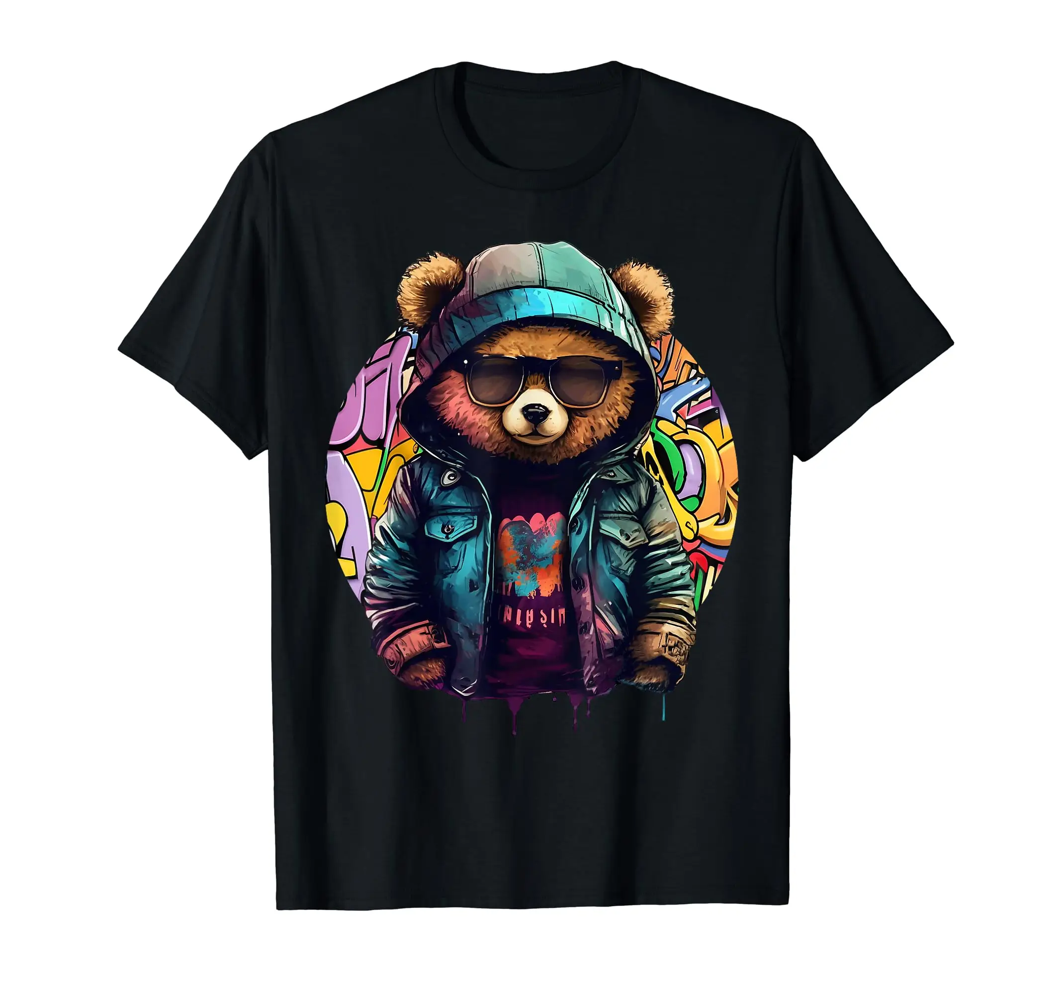 

Swag Bear With Cool Glasses T-Shirt Men's Basic Short Sleeve Cotton Daily Travel Summer Breathable Casual Round Neck Sports