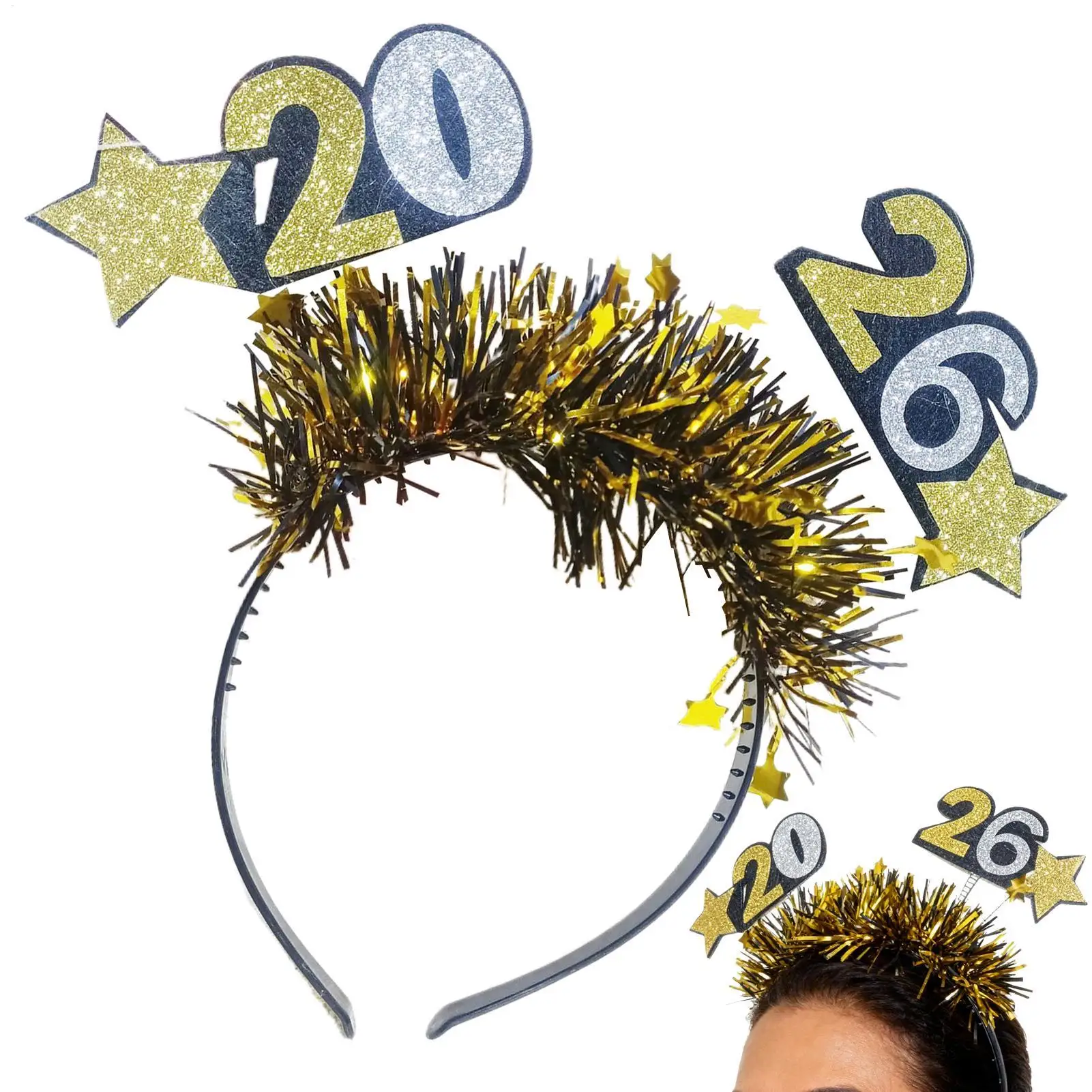 عصابات رأس السنة الجديدة للنساء أغطية رأس ناعمة لافتة للنظر عطلة أغطية الرأس الديكور سنة جديدة سعيدة 2026 عقال احتفالي