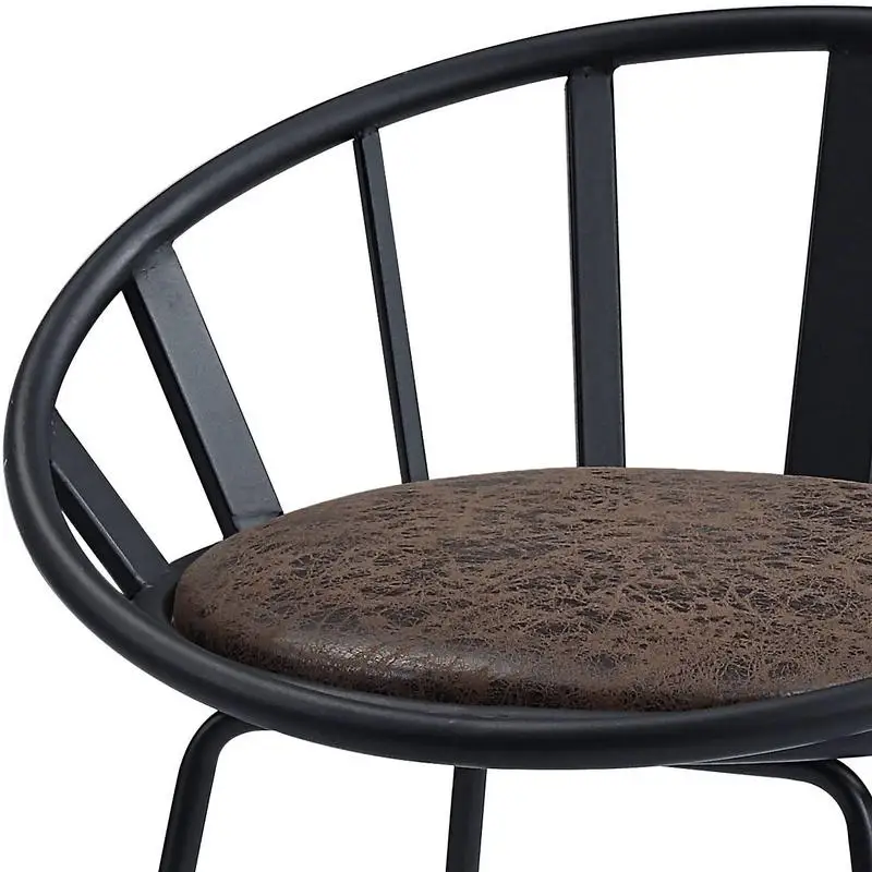 Set 2 Kursi Tinggi Meja, Cokelat dan Hitam, Desain Alas Sled