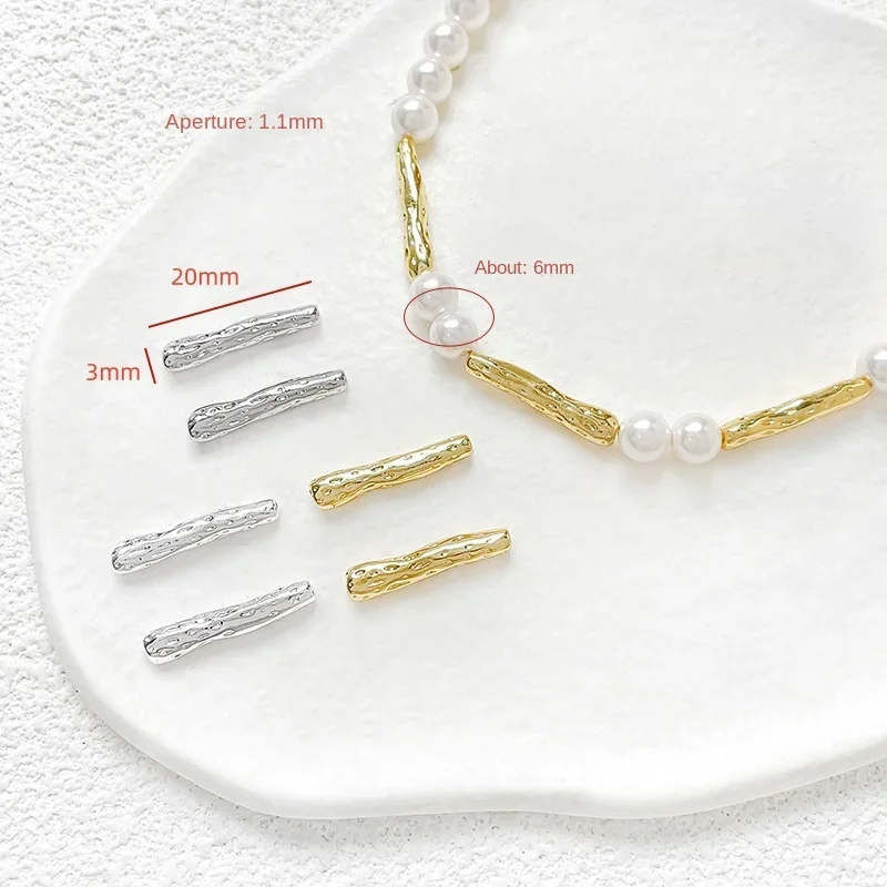 4 Pieces Gold Plated Concave Small Strip Beads DIY Makes Fashionable Jewelry, Necklaces, Bracelets, Accessories, Materials