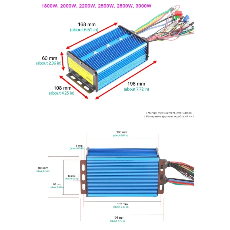 High Power Motor Controller 36V 48V 52V 60V 72V 1800W 2000W 3000W 45A~60A For electric cart E-Bike Brushless Speed regulator