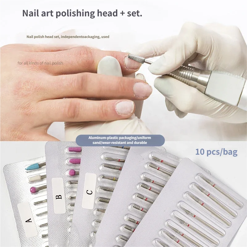 10 قطعة/المجموعة مسمار أظافر ماسية مجموعة لقمة مثقاب قاطعة المطحنة ل مانيكير الروتاري لدغ ملف الأظافر الكهربائية أداة إزالة الجلد الميت