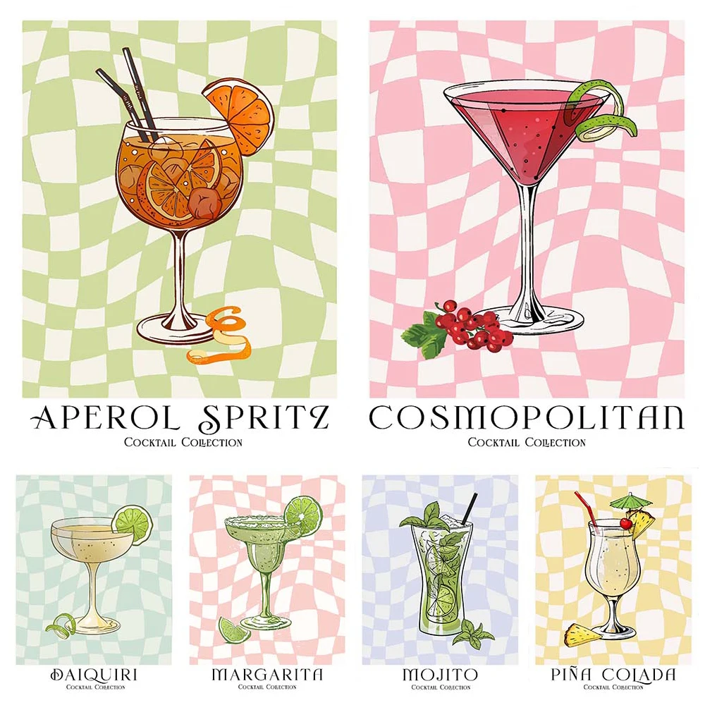 

Cocktail Fruit Juice Beverage Wine Glass Poster Wall Art Canvas Painting Home Decor Wall Pictures For Living Room Unframed