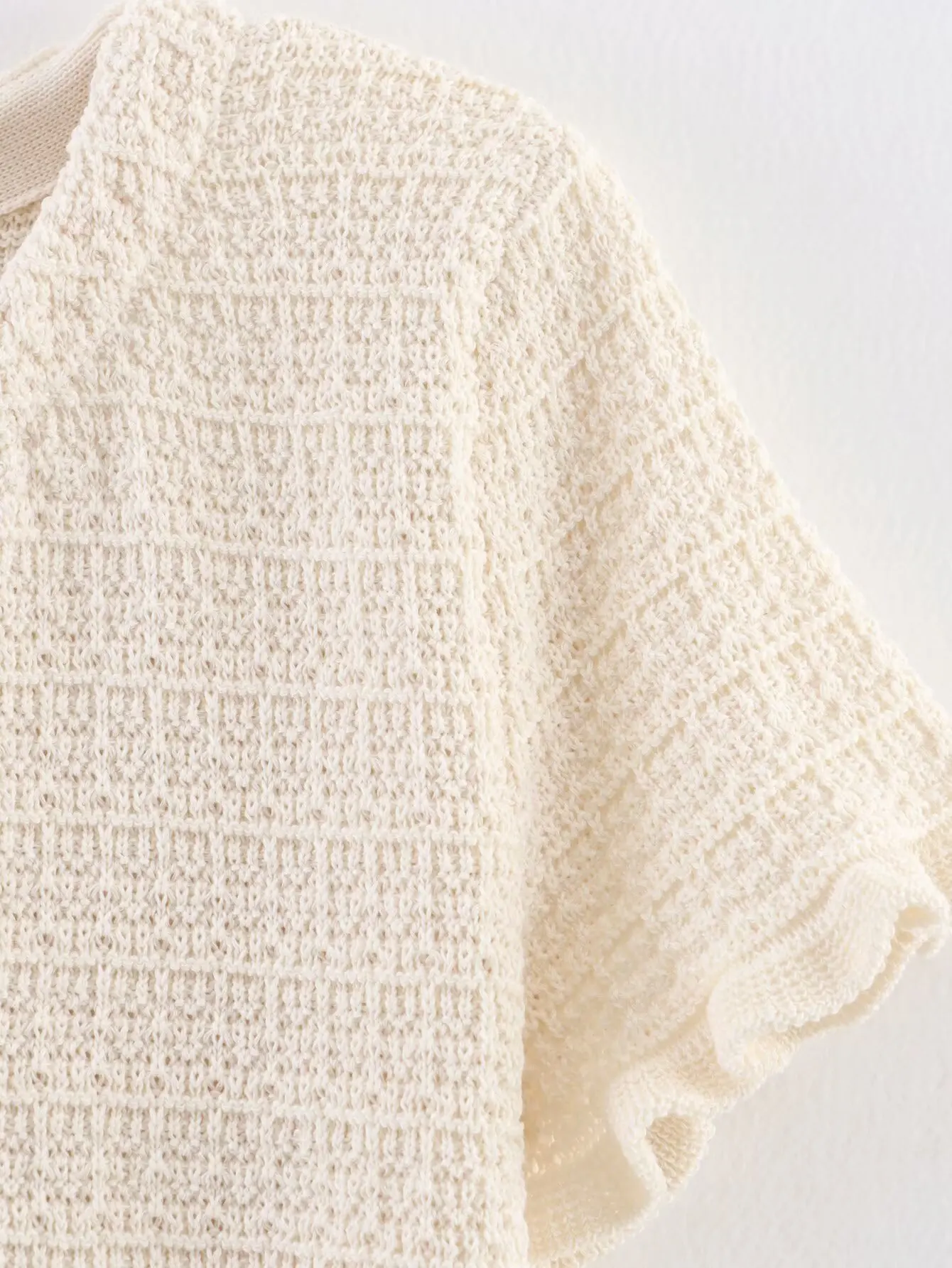 Elegante frauen Gestrickte Sets Rüschen Ärmel Einreiher Strickjacke Top + Patchwork Solide 2025, Sommer Frau Rock Outfits – Detail 10