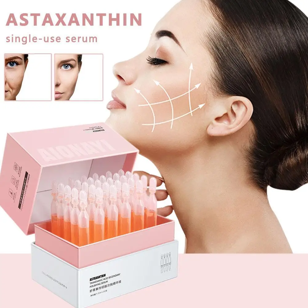 Astaxanthin Anti-Aging Facial Serum Hydrating Moisturising Fade Fine Lines Serum Whitening Hydrating Face Care Essence 5/30pcs