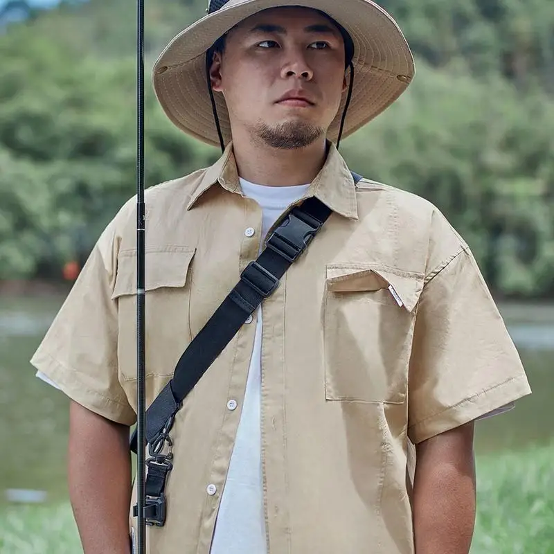 Fishing Pole Clips Portable Lightweight Adjustable Wearable fishing rod holder with strap webbing buckle auxiliary tool