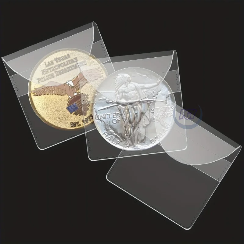 100/200 Stück PVC-Münzbeutel-Set, transparente Münzschutzhülle, Münzaufbewahrungsbox, Sammlungszubehör für Schmuck, kleine Gegenstände