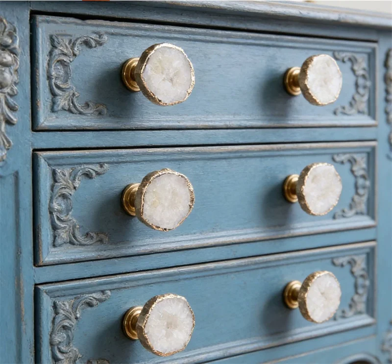 Irregular White Crystal Cabinet Handles Drawer Door Knobs Brass Furniture Handle For Kitchen Cupboard Wardrobe Closet Pulls