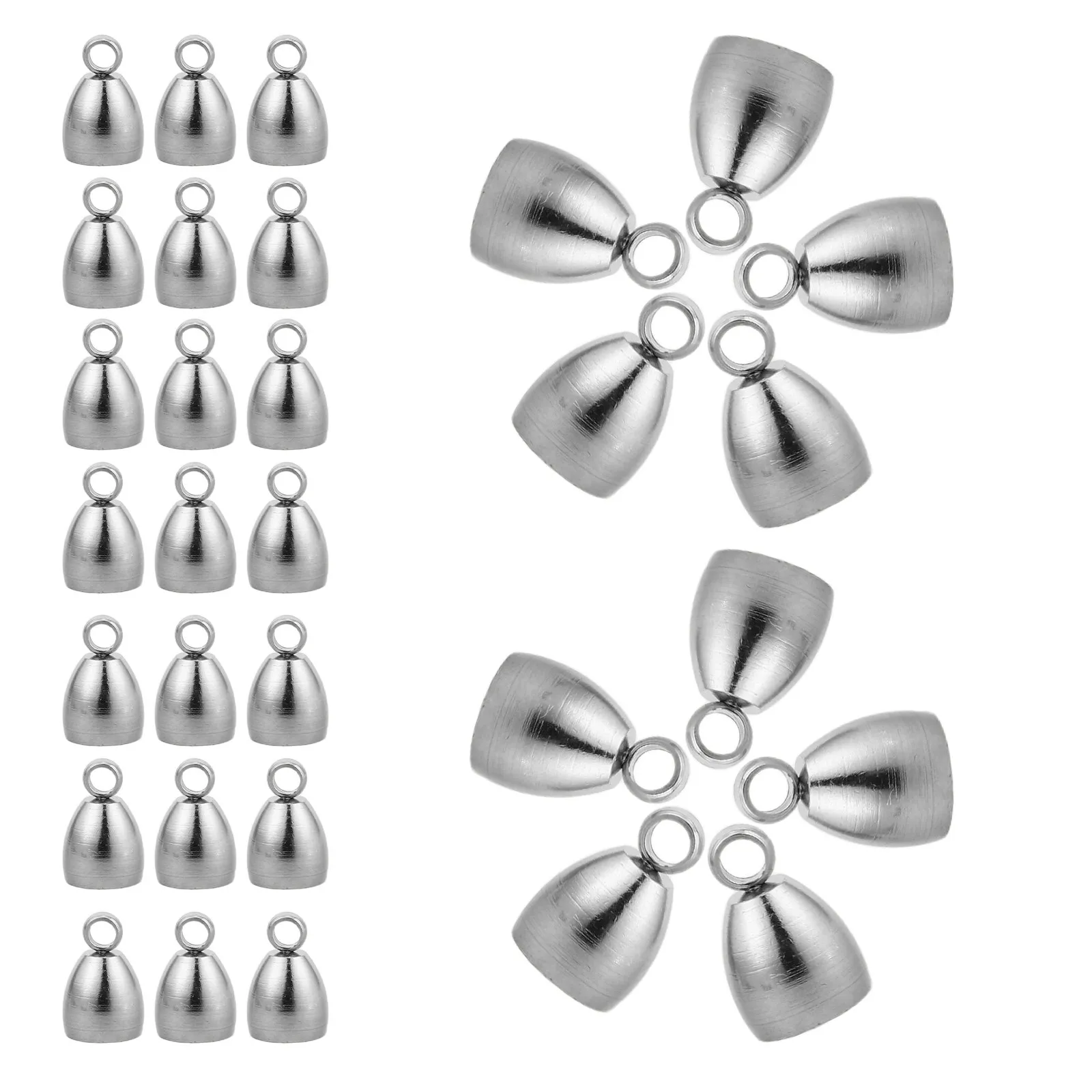 

40Pcs Tassel Cord End Caps Stainless Steel Oval Shaped Jewelry Crimp Beads Rope Ends for DIY Crafts Jewelry Making Supplies