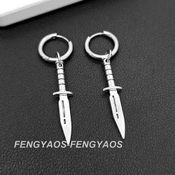 Punk Sword Men's Earrings, Huggie Earring, Knife Hoop, Gothic Jewelry, Emo, Alternative, Mens Womens Jewelry