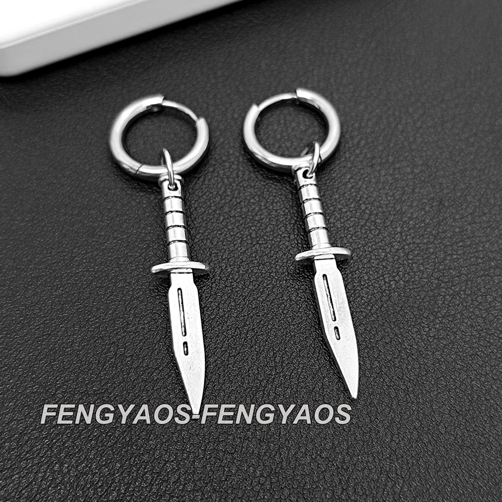 Punk Sword Men's Earrings, Huggie Earring, Knife Hoop, Gothic Jewelry, Emo, Alternative, Mens Womens Jewelry