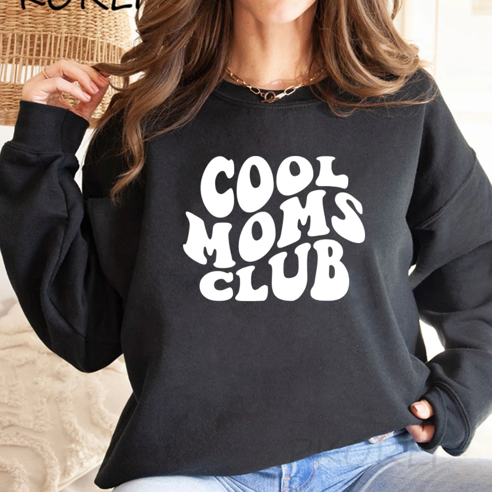 Cool Moms Club Sweatshirt Mom Life Sweatshirts Women Long Sleeve Pullover Casual Graphic Hoodies Mothers Birthday Gift