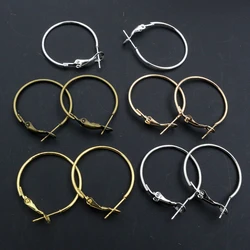 20pcs/Lot 15mm 20mm 25mm 30mm 5colors Plated Circle Round Hoop Big Earrings DIY Women Jewelry Making