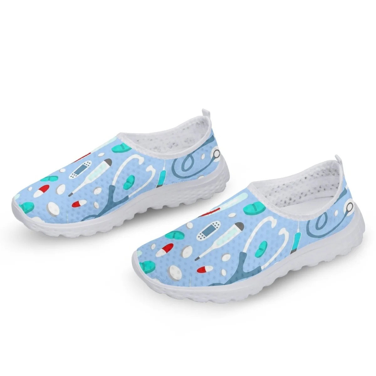 Belidome Cartoon Medical Shoes for Women Casual Slip On Nurse Sneaker Breathable Walking Shoes Mesh Loafers Zapatos Para Mujeres