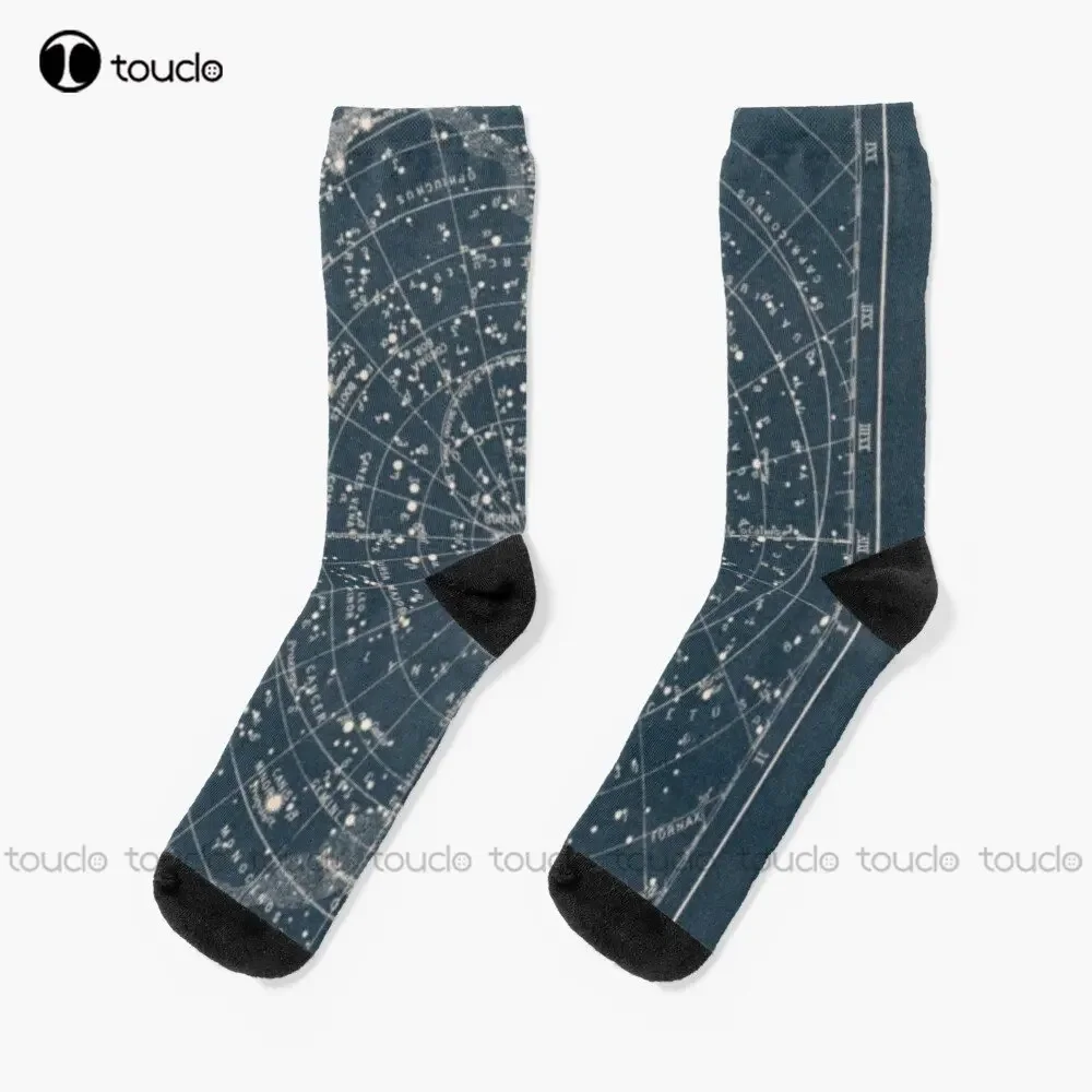 

1900S Antique Constellation Star Map Socks White Socks Mens Fashion Creative Leisure Funny Art Abstract Oil Painting Socks Funny