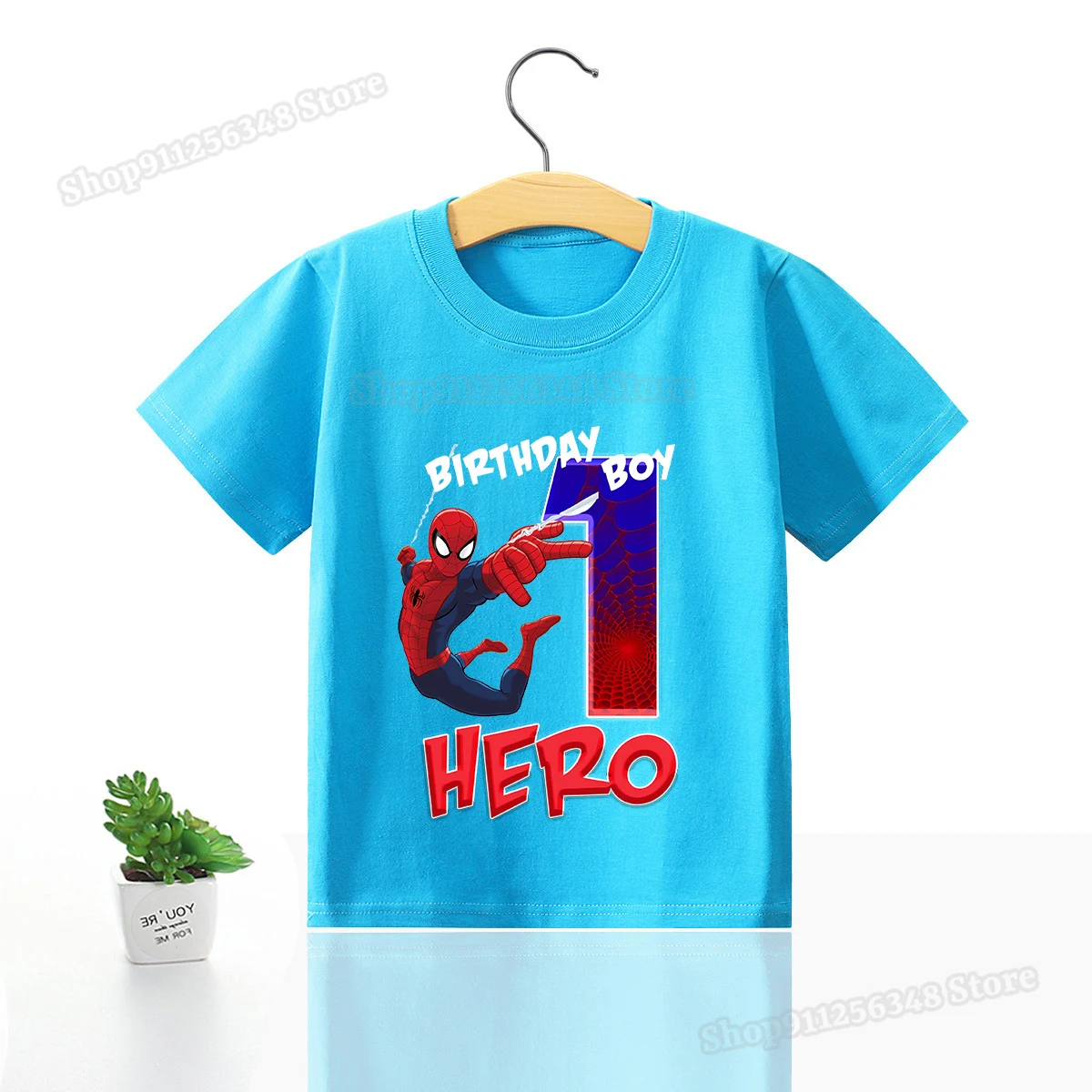 Marvel Spider-man T-shirt Kids Birthday Number Print Children Clothing Boys Fashion Tops Tshirt Cotton Summer Round Neck Gift