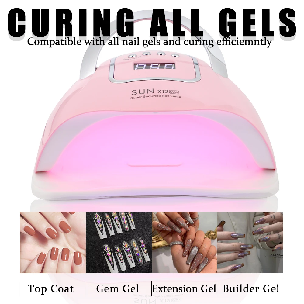 Sun X12 Max UV LED Pink Nail Lamp for Fast Drying Gel Nails Polish 66 LEDS  Nail Dryer Professional Manicure Salon Tool