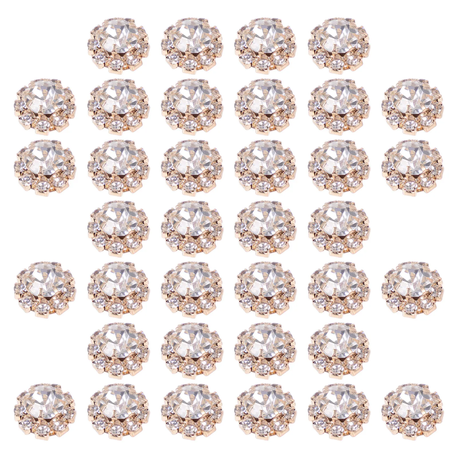 

100pcs Rhinestone Buttons Decorative Metal Charms for DIY Clothes Accessories Sewing Rhinestone Floral Brooch Alloy