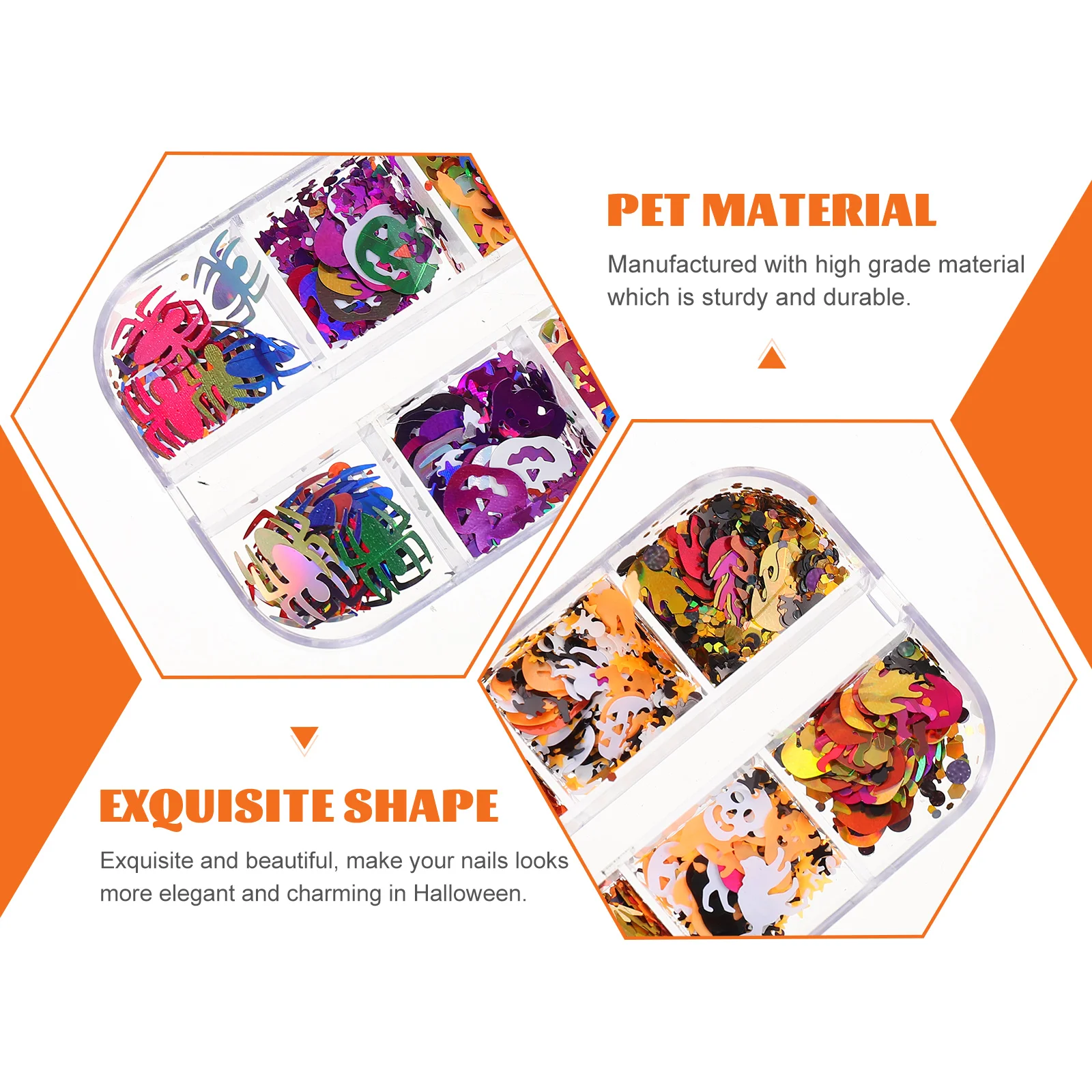 

Halloween Art Sequins Pumpkin Skull Nail Patches Skin Safe Manicure Diy Decorations 3D Glitter Charms For Women Party