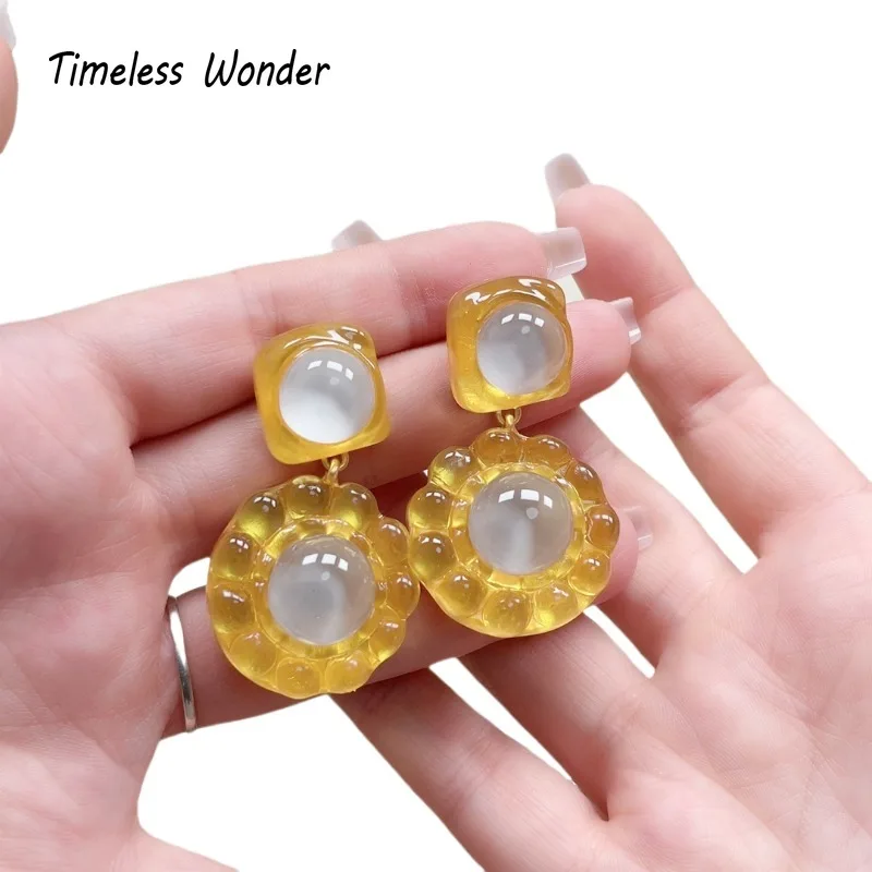 

Timeless Wonder Fancy Crystal Geo Floral Stud Earrings for Women Designer Jewelry Runway Goth Rare Gift Top Trendy Cute 5452